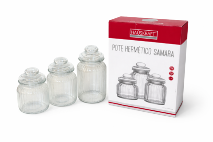 POTE HERMETICO VIDRO SAMARA 3PC HAUSKRAFT