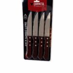 JG FACA INOX P/CHURRASCO JUMBO LEME MARROM 04PÇS CORNETA