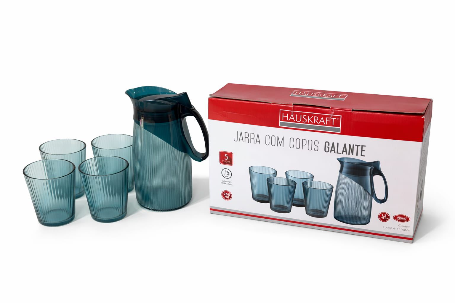 jarra ccopos galante JARRA 4 COPOS VIDRO GALANTE AZ HAUSKRAFT - Imagem 1