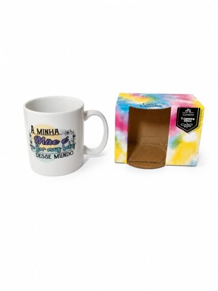 CANECA CERAMICA DIA DAS MAES 280ML FRASE A MINHA MAE É A FLOR MAIS BELA DESSE MUNDO