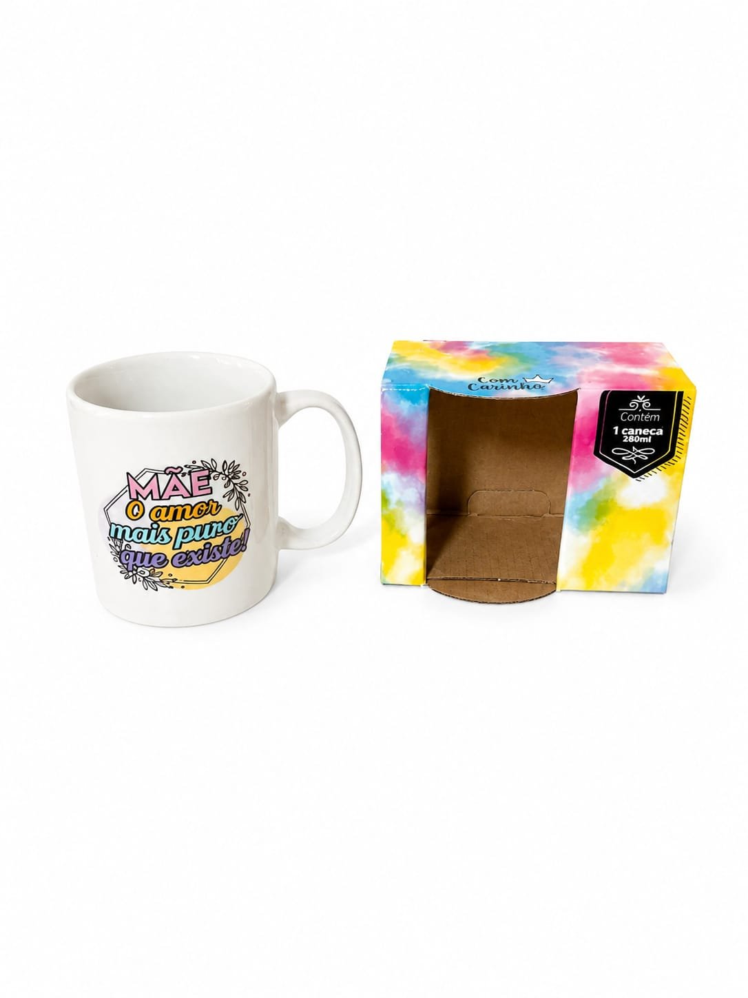 WhatsApp Image 2026-05-06 at 16.08.40 CANECA CERAMICA DIA DAS MAES 280ML FRASE MAE AMOR MAIS PURO QUE EXISTE - Imagem 1