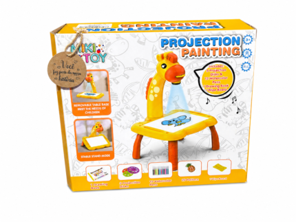 MESA PROJETORA INFANTIL DESENHOS INTERATIVOS PINTURA COLORIR GIRAFINHA
