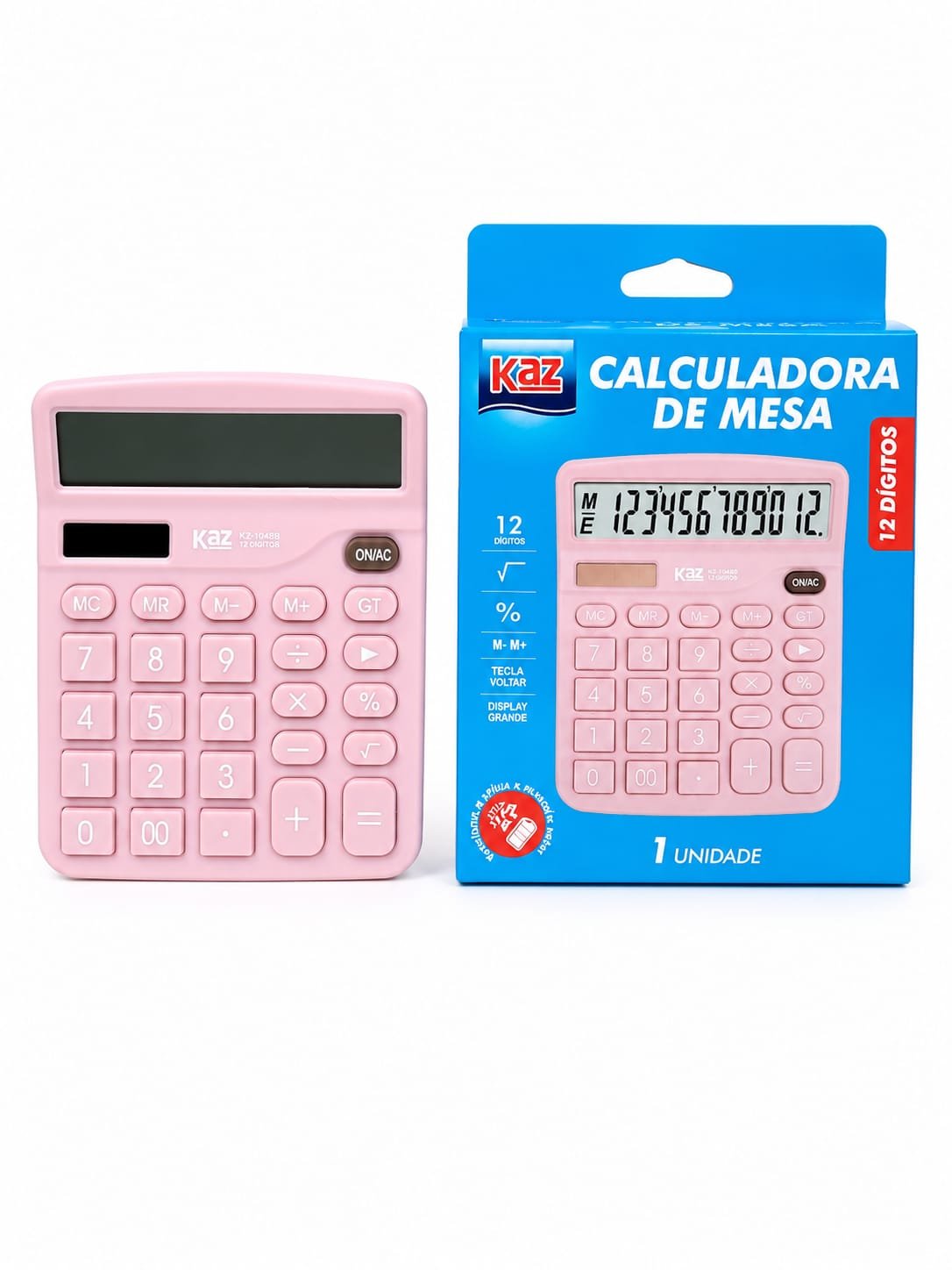 WhatsApp Image 2026-06-25 at 13.21.04 (2) CALCULADORA DE MESA 12 DIG ROSA PASTEL KZ8837RS KAZ - Imagem 1